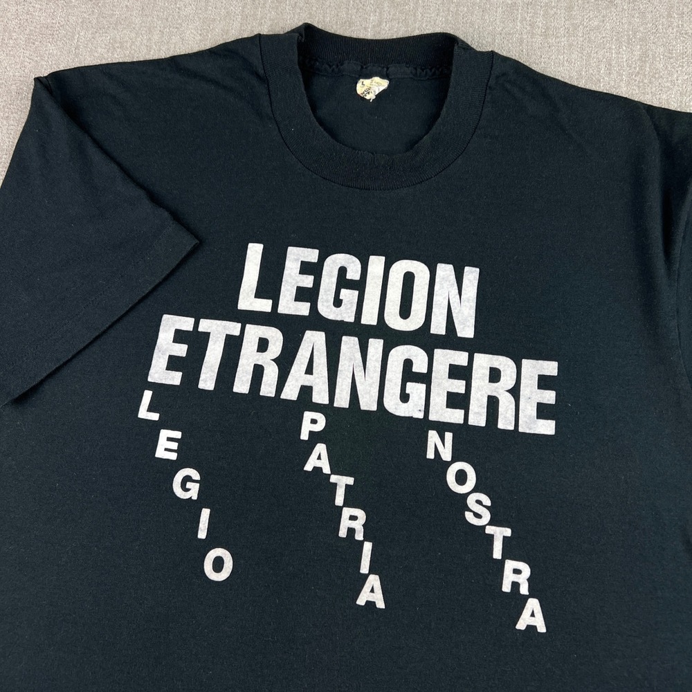 Screen Stars French Foreign Legion T-Shirt Mens L Black Vintage Military 70s